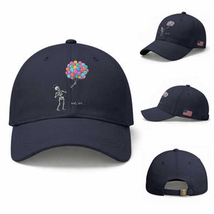 Well Shit Skeleton Detached Arm Baseball Cap Gothic Halloween Flying Balloons Graphic