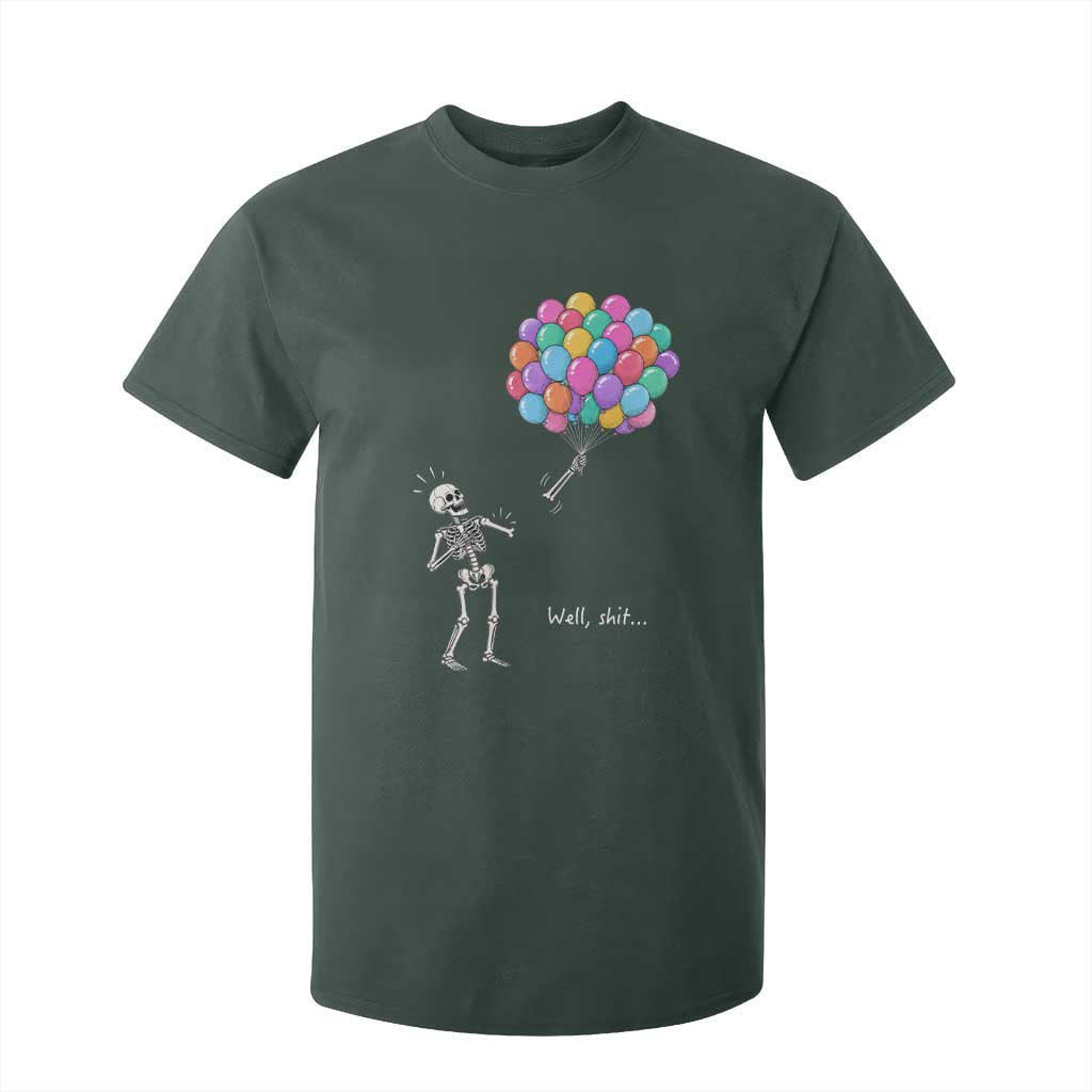 Well Shit Skeleton Detached Arm T Shirt For Kid Gothic Halloween Flying Balloons Graphic