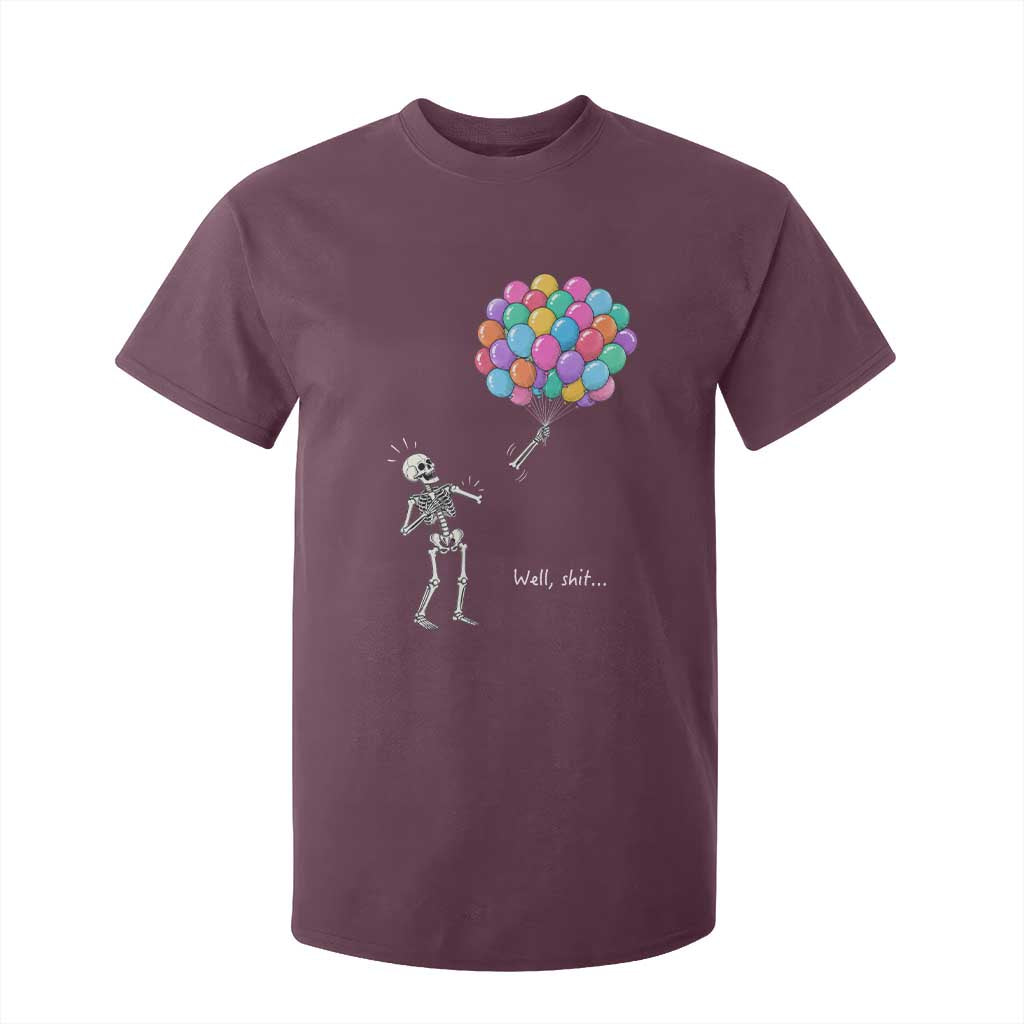 Well Shit Skeleton Detached Arm T Shirt For Kid Gothic Halloween Flying Balloons Graphic