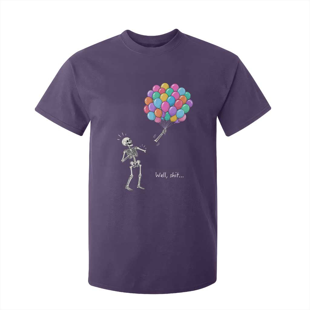 Well Shit Skeleton Detached Arm T Shirt For Kid Gothic Halloween Flying Balloons Graphic