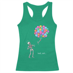 Well Shit Skeleton Detached Arm Racerback Tank Top Gothic Halloween Flying Balloons Graphic