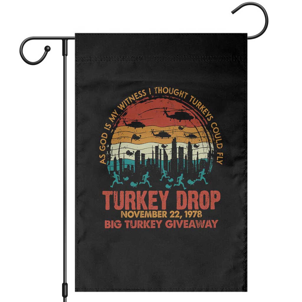 WKRP Turkey Drop Garden Flag Funny Thanksgiving Day First Annual WKRP TS10 Black Print Your Wear
