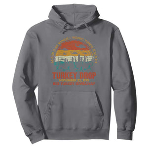 WKRP Turkey Drop Hoodie Funny Thanksgiving Day First Annual WKRP TS10 Charcoal Print Your Wear