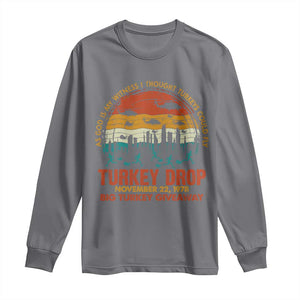 WKRP Turkey Drop Long Sleeve Shirt Funny Thanksgiving Day First Annual WKRP TS10 Charcoal Print Your Wear
