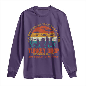 WKRP Turkey Drop Long Sleeve Shirt Funny Thanksgiving Day First Annual WKRP TS10 Purple Print Your Wear
