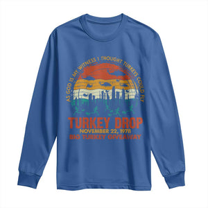 WKRP Turkey Drop Long Sleeve Shirt Funny Thanksgiving Day First Annual WKRP TS10 Royal Blue Print Your Wear
