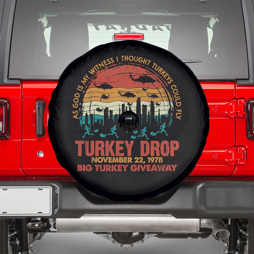 WKRP Turkey Drop Spare Tire Cover Funny Thanksgiving Day First Annual WKRP TS10 Black Print Your Wear