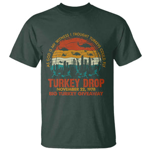 WKRP Turkey Drop T Shirt Funny Thanksgiving Day First Annual WKRP TS10 Dark Forest Green Print Your Wear