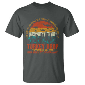 WKRP Turkey Drop T Shirt Funny Thanksgiving Day First Annual WKRP TS10 Dark Heather Print Your Wear