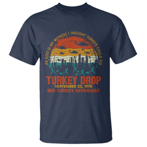 WKRP Turkey Drop T Shirt Funny Thanksgiving Day First Annual WKRP TS10 Navy Print Your Wear