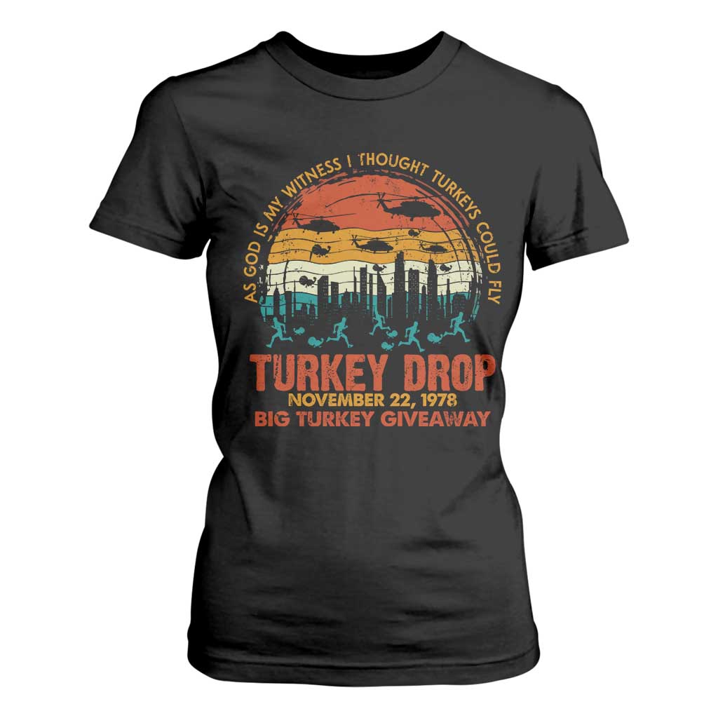 WKRP Turkey Drop T Shirt For Women Funny Thanksgiving Day First Annual WKRP TS10 Black Print Your Wear
