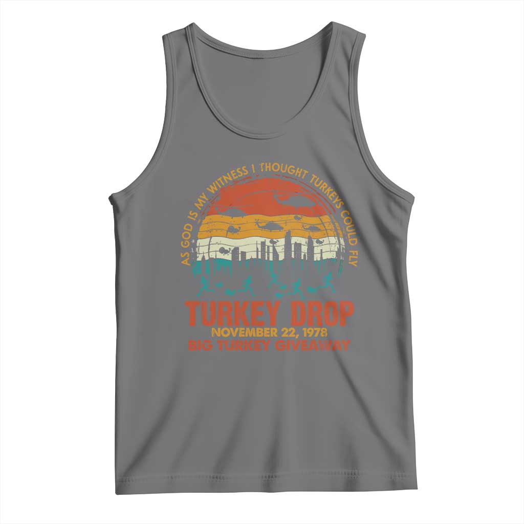 WKRP Turkey Drop Tank Top Funny Thanksgiving Day First Annual WKRP TS10 Black Heather Print Your Wear