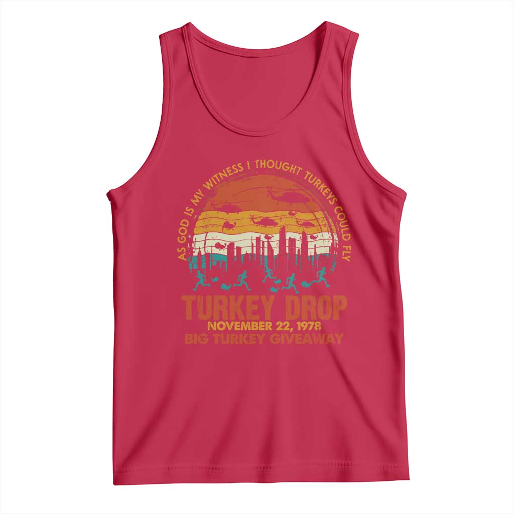 WKRP Turkey Drop Tank Top Funny Thanksgiving Day First Annual WKRP TS10 Red Print Your Wear