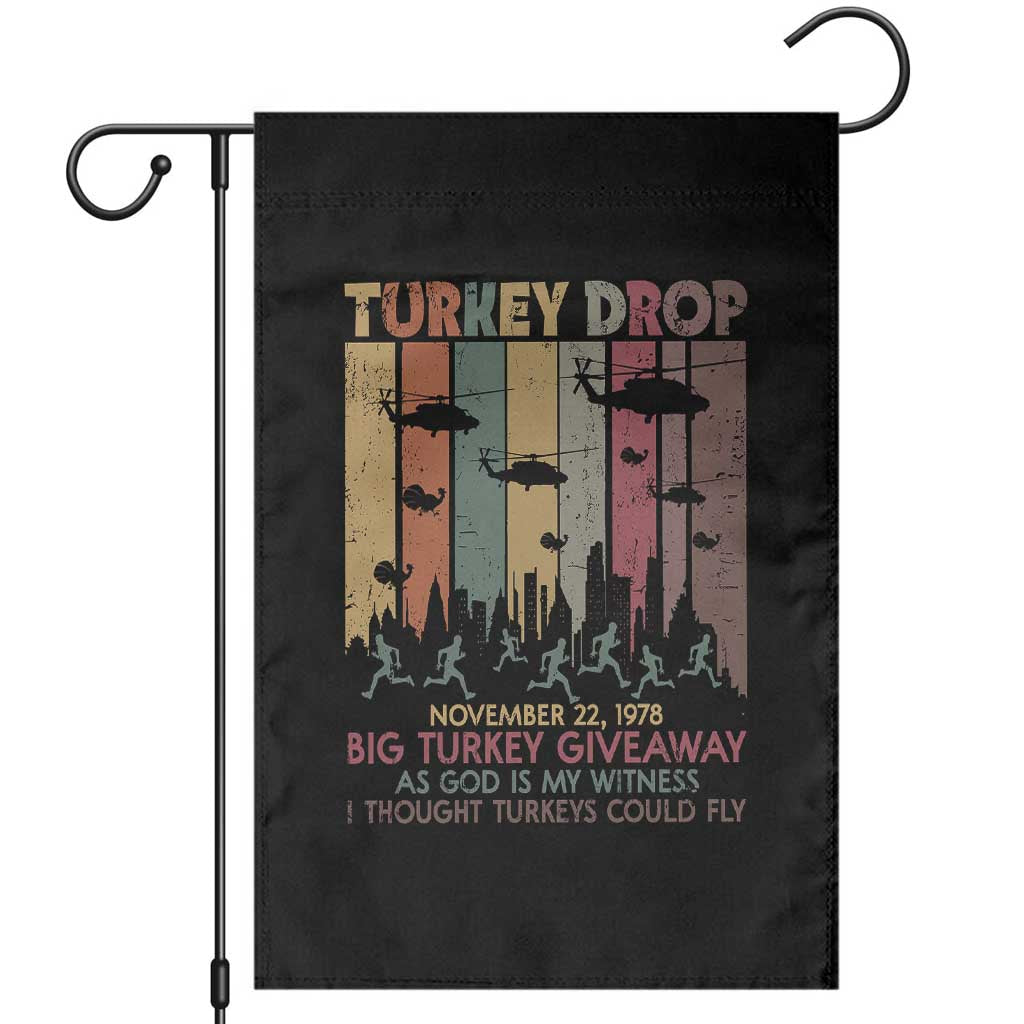WKRP Turkey Drop Garden Flag Retro First Annual WKRP Funny Thanksgiving Day TS10 Black Print Your Wear