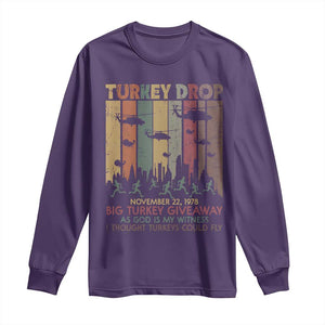 WKRP Turkey Drop Long Sleeve Shirt Retro First Annual WKRP Funny Thanksgiving Day TS10 Purple Print Your Wear