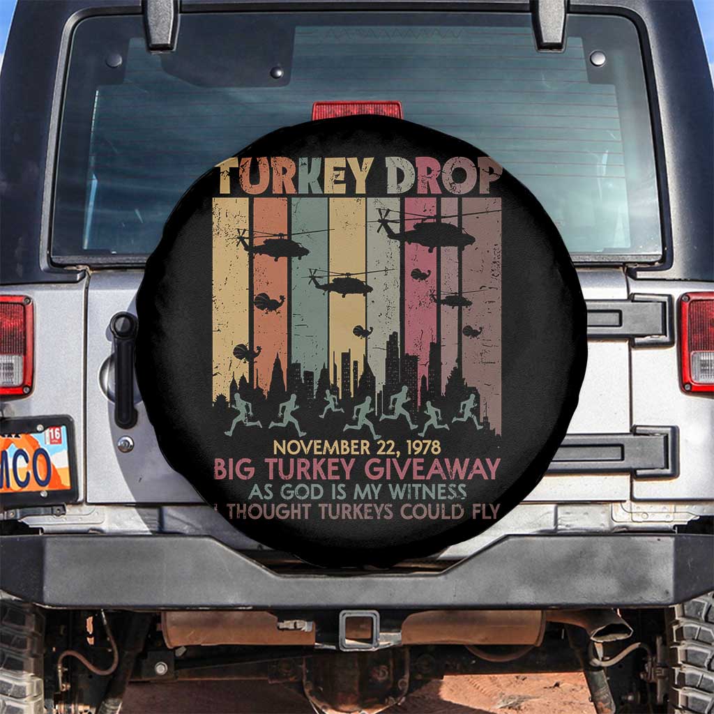 WKRP Turkey Drop Spare Tire Cover Retro First Annual WKRP Funny Thanksgiving Day TS10 No hole Black Print Your Wear