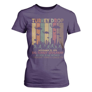 WKRP Turkey Drop T Shirt For Women Retro First Annual WKRP Funny Thanksgiving Day TS10 Purple Print Your Wear
