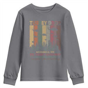 WKRP Turkey Drop Youth Sweatshirt Retro First Annual WKRP Funny Thanksgiving Day TS10 Charcoal Print Your Wear