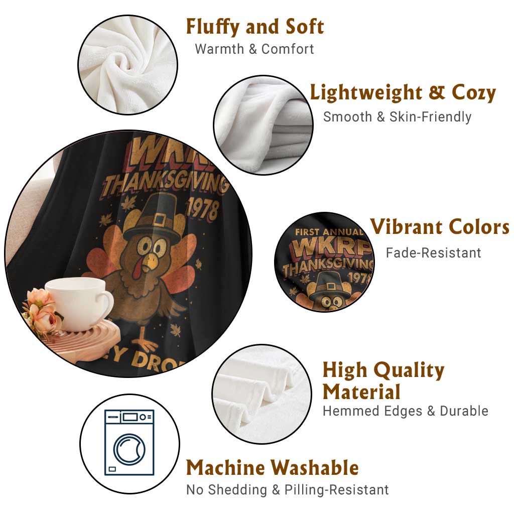 First Annual WKRP Throw Blanket Funny Thanksgiving Day WKRP Turkey Drop TS10 Print Your Wear