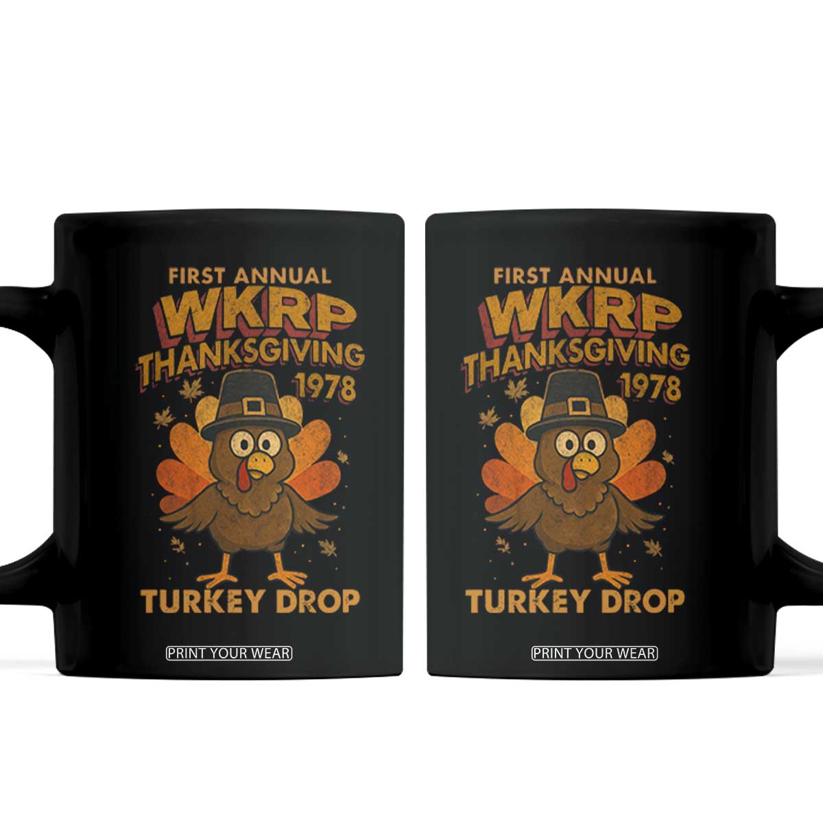 First Annual WKRP Coffee Mug Funny Thanksgiving Day WKRP Turkey Drop TS10 Black Print Your Wear