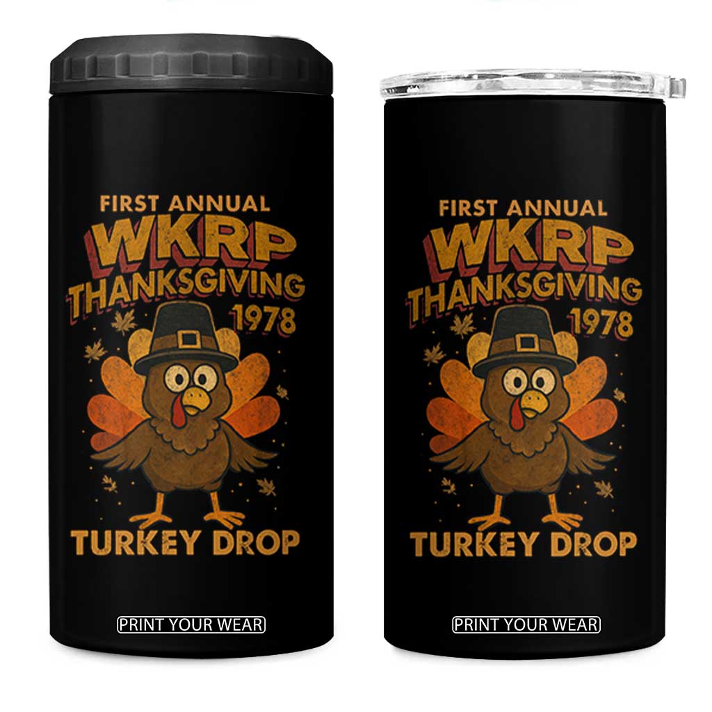 First Annual WKRP 4 in 1 Can Cooler Tumbler Funny Thanksgiving Day WKRP Turkey Drop TS10 One Size: 16 oz Black Print Your Wear