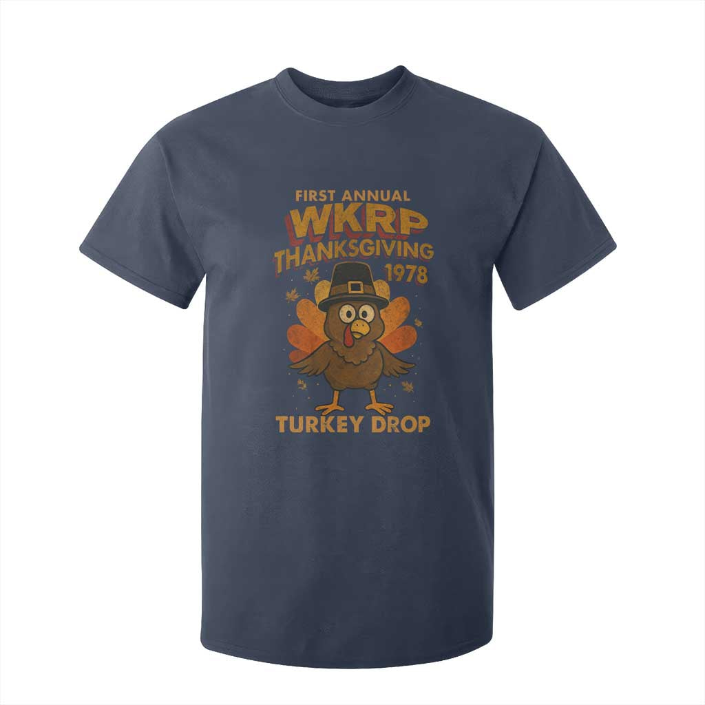 First Annual WKRP T Shirt For Kid Funny Thanksgiving Day WKRP Turkey Drop TS10 Navy Print Your Wear