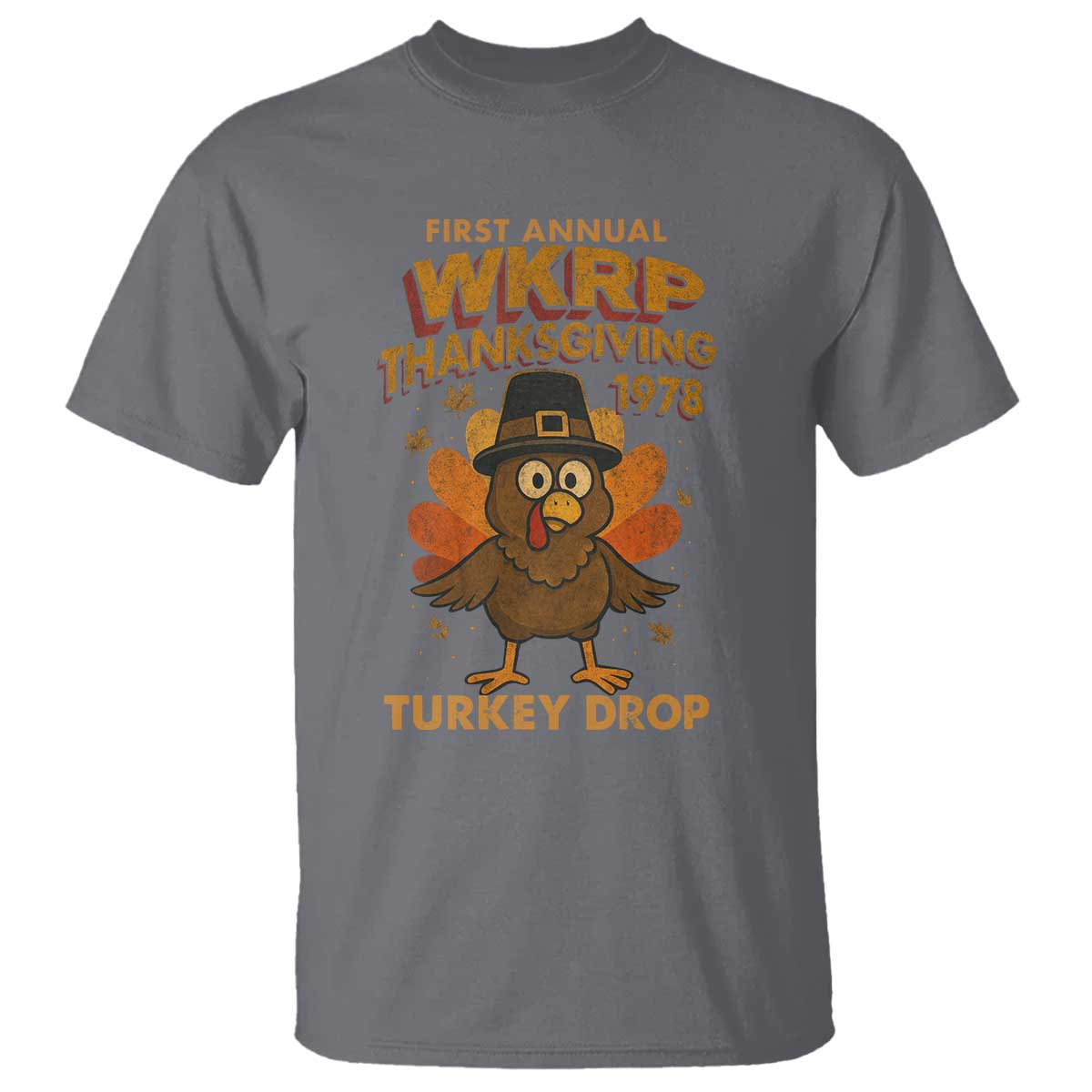 First Annual WKRP T Shirt Funny Thanksgiving Day WKRP Turkey Drop TS10 Charcoal Print Your Wear