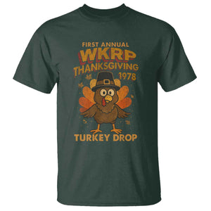 First Annual WKRP T Shirt Funny Thanksgiving Day WKRP Turkey Drop TS10 Dark Forest Green Print Your Wear