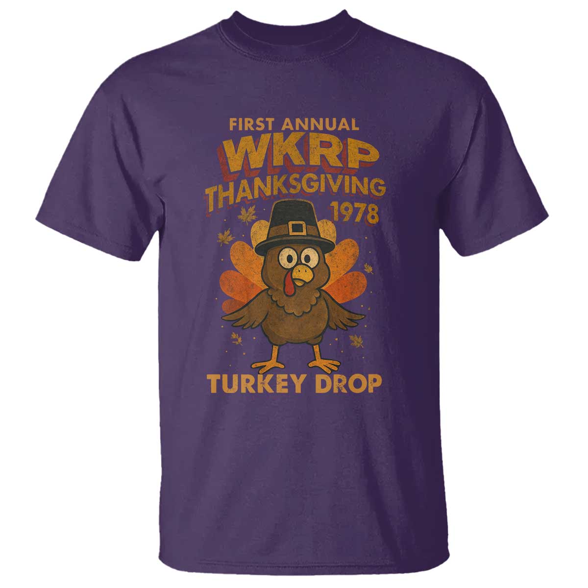 First Annual WKRP T Shirt Funny Thanksgiving Day WKRP Turkey Drop TS10 Purple Print Your Wear