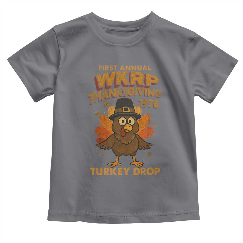 First Annual WKRP Toddler T Shirt Funny Thanksgiving Day WKRP Turkey Drop TS10 Charcoal Print Your Wear