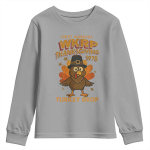 First Annual WKRP Youth Sweatshirt Funny Thanksgiving Day WKRP Turkey Drop TS10 Sport Gray Print Your Wear