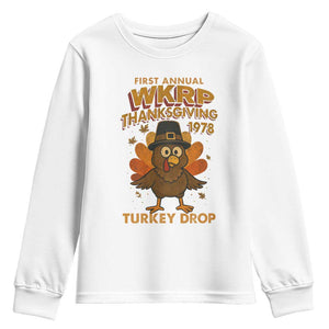First Annual WKRP Youth Sweatshirt Funny Thanksgiving Day WKRP Turkey Drop TS10 White Print Your Wear