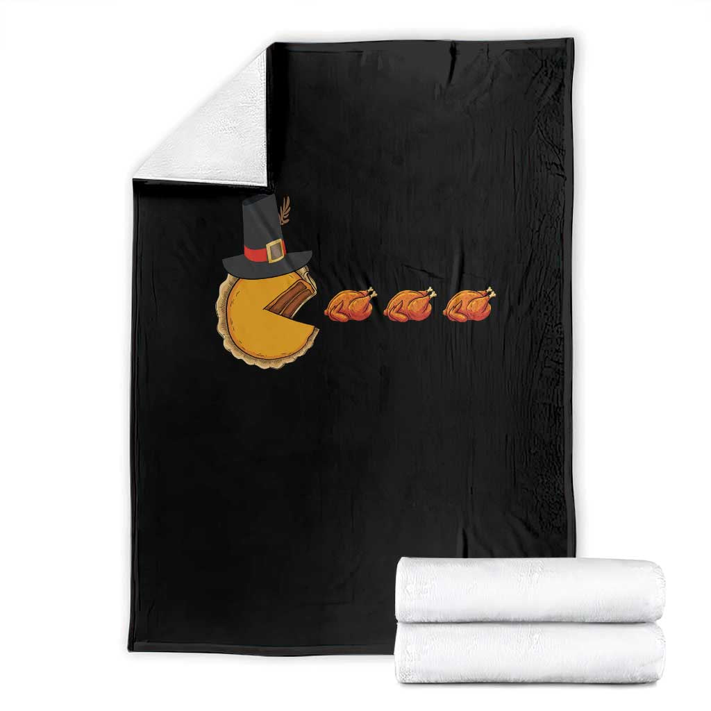 Thanksgiving Video Game Throw Blanket Pumpkin Pie Eating Turkey Gamer Patch Day TS10 Black Print Your Wear