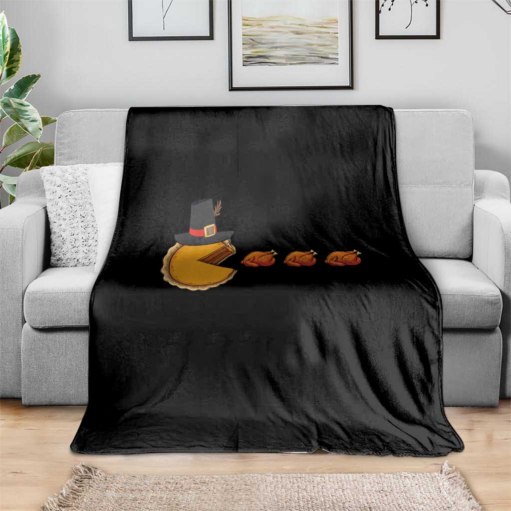 Thanksgiving Video Game Throw Blanket Pumpkin Pie Eating Turkey Gamer Patch Day TS10 Print Your Wear
