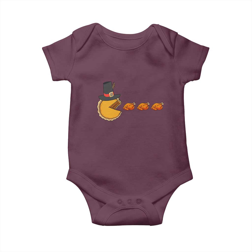 Thanksgiving Video Game Baby Onesie Pumpkin Pie Eating Turkey Gamer Patch Day TS10 Maroon Print Your Wear