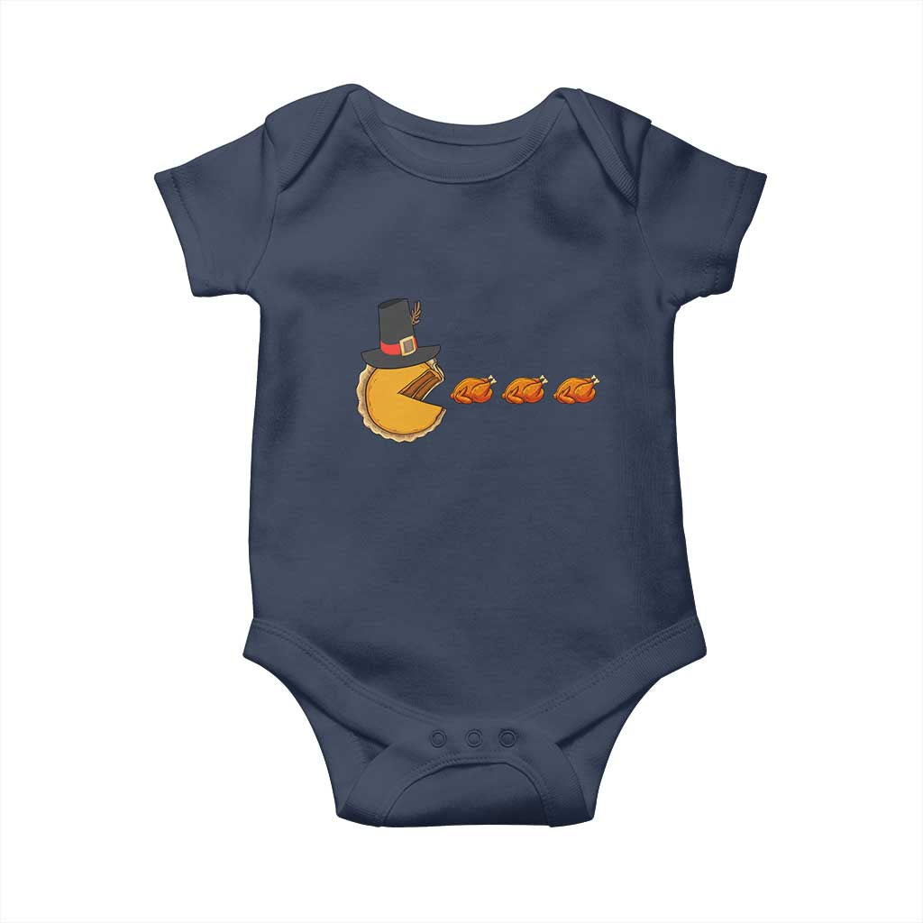 Thanksgiving Video Game Baby Onesie Pumpkin Pie Eating Turkey Gamer Patch Day TS10 Navy Print Your Wear