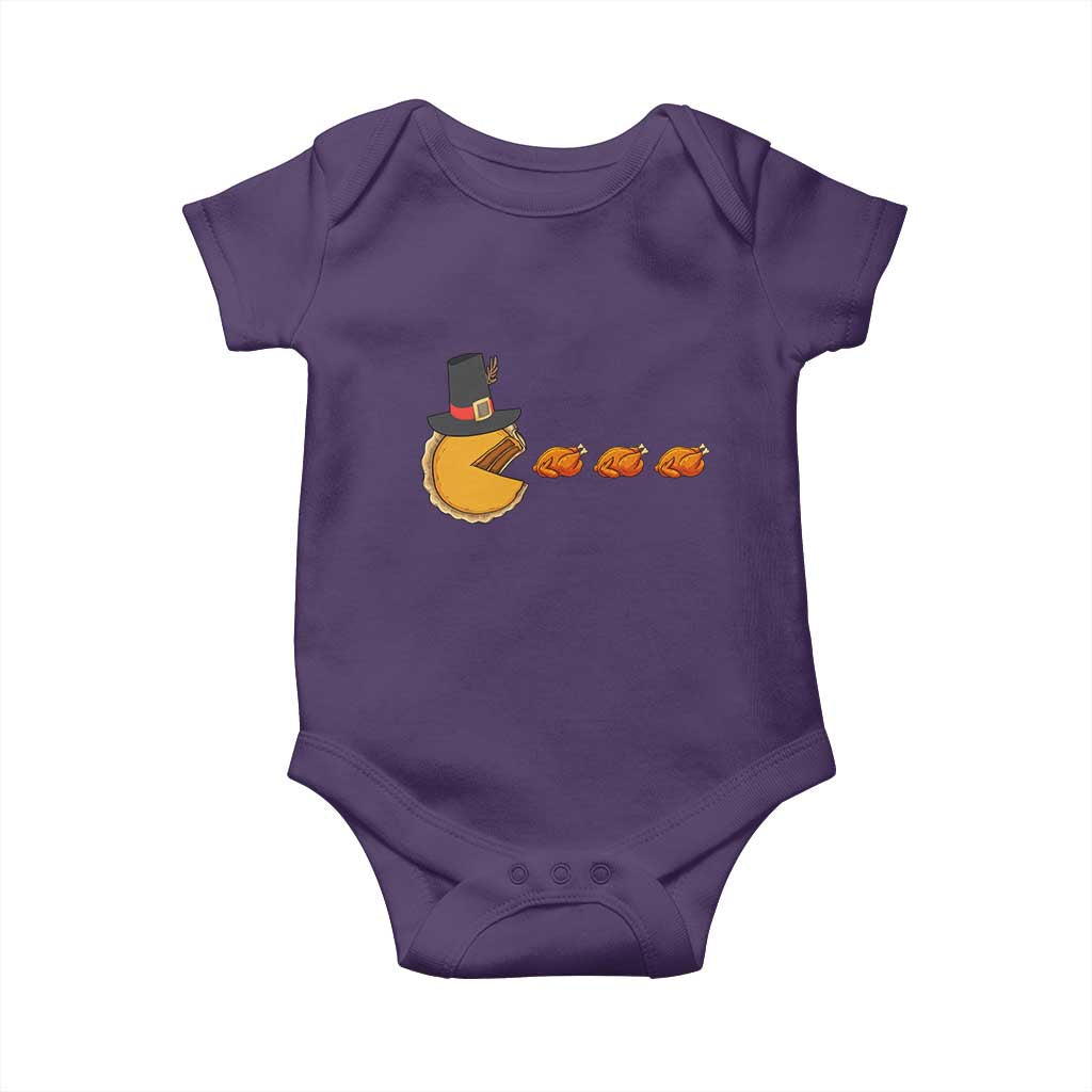 Thanksgiving Video Game Baby Onesie Pumpkin Pie Eating Turkey Gamer Patch Day TS10 Purple Print Your Wear