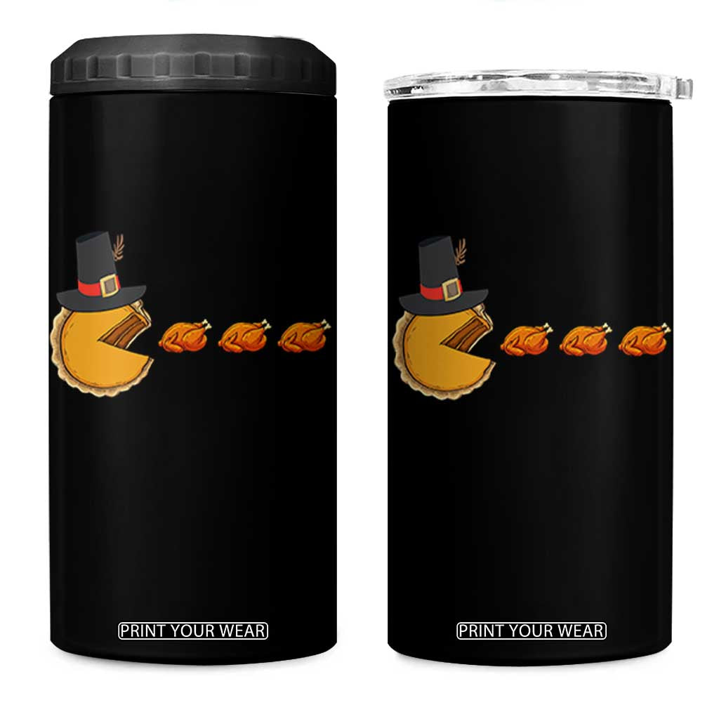 Thanksgiving Video Game 4 in 1 Can Cooler Tumbler Pumpkin Pie Eating Turkey Gamer Patch Day TS10 One Size: 16 oz Black Print Your Wear