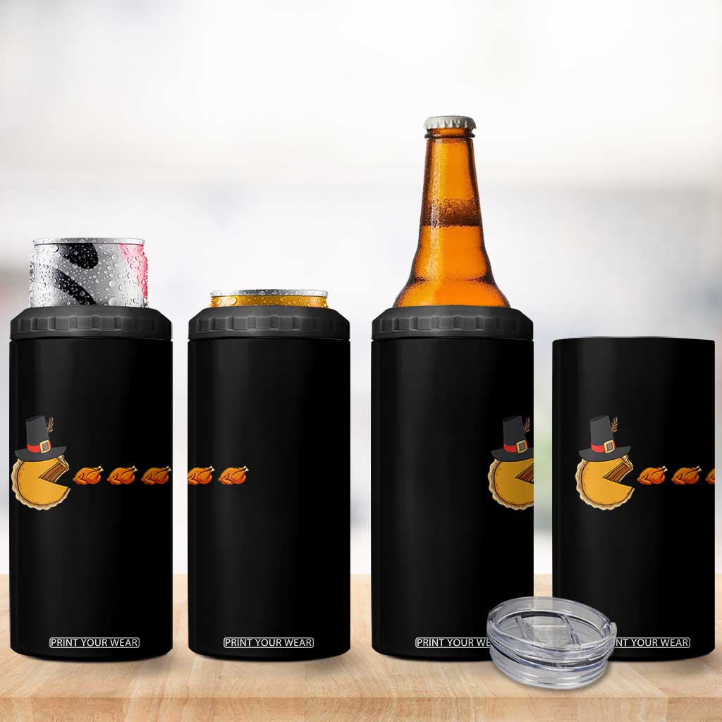 Thanksgiving Video Game 4 in 1 Can Cooler Tumbler Pumpkin Pie Eating Turkey Gamer Patch Day TS10 Print Your Wear