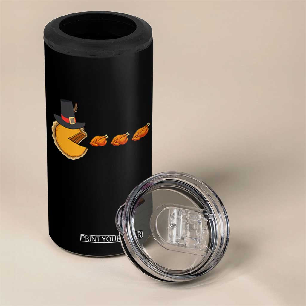 Thanksgiving Video Game 4 in 1 Can Cooler Tumbler Pumpkin Pie Eating Turkey Gamer Patch Day TS10 Print Your Wear