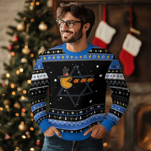 Thanksgiving Video Game Hanukkah Ugly Sweater Pumpkin Pie Eating Turkey Gamer Patch Day TS10 Black Blue Print Your Wear