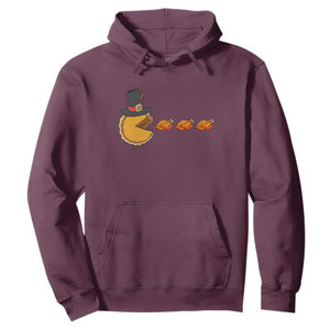Thanksgiving Video Game Hoodie Pumpkin Pie Eating Turkey Gamer Patch Day TS10 Maroon Print Your Wear