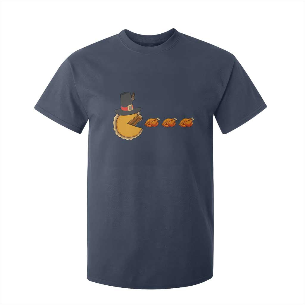 Thanksgiving Video Game T Shirt For Kid Pumpkin Pie Eating Turkey Gamer Patch Day TS10 Navy Print Your Wear