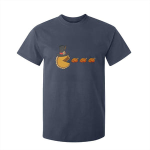 Thanksgiving Video Game T Shirt For Kid Pumpkin Pie Eating Turkey Gamer Patch Day TS10 Navy Print Your Wear