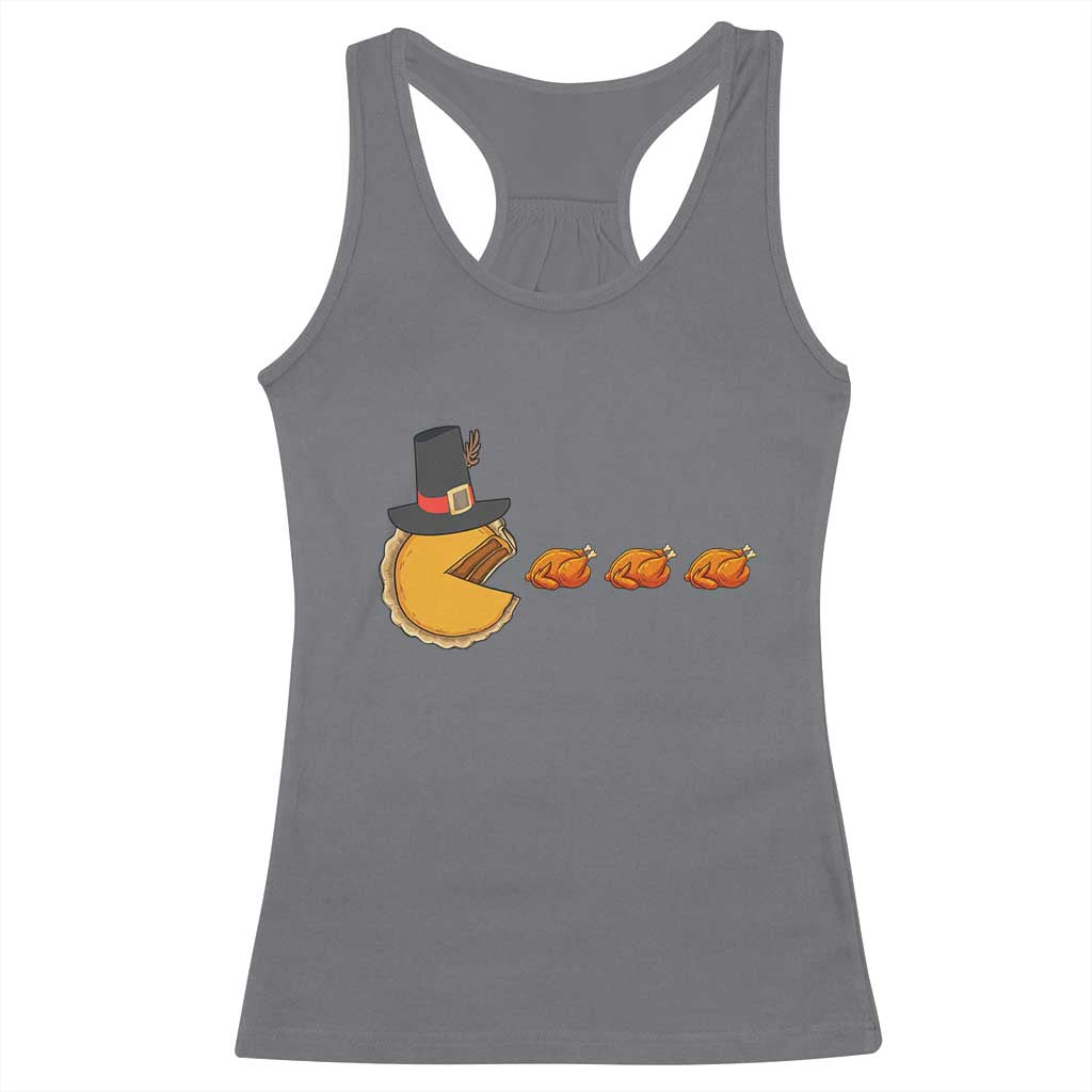 Thanksgiving Video Game Racerback Tank Top Pumpkin Pie Eating Turkey Gamer Patch Day TS10 Charcoal Print Your Wear