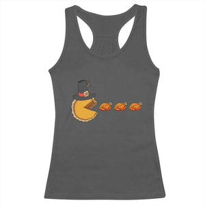 Thanksgiving Video Game Racerback Tank Top Pumpkin Pie Eating Turkey Gamer Patch Day TS10 Dark Heather Print Your Wear