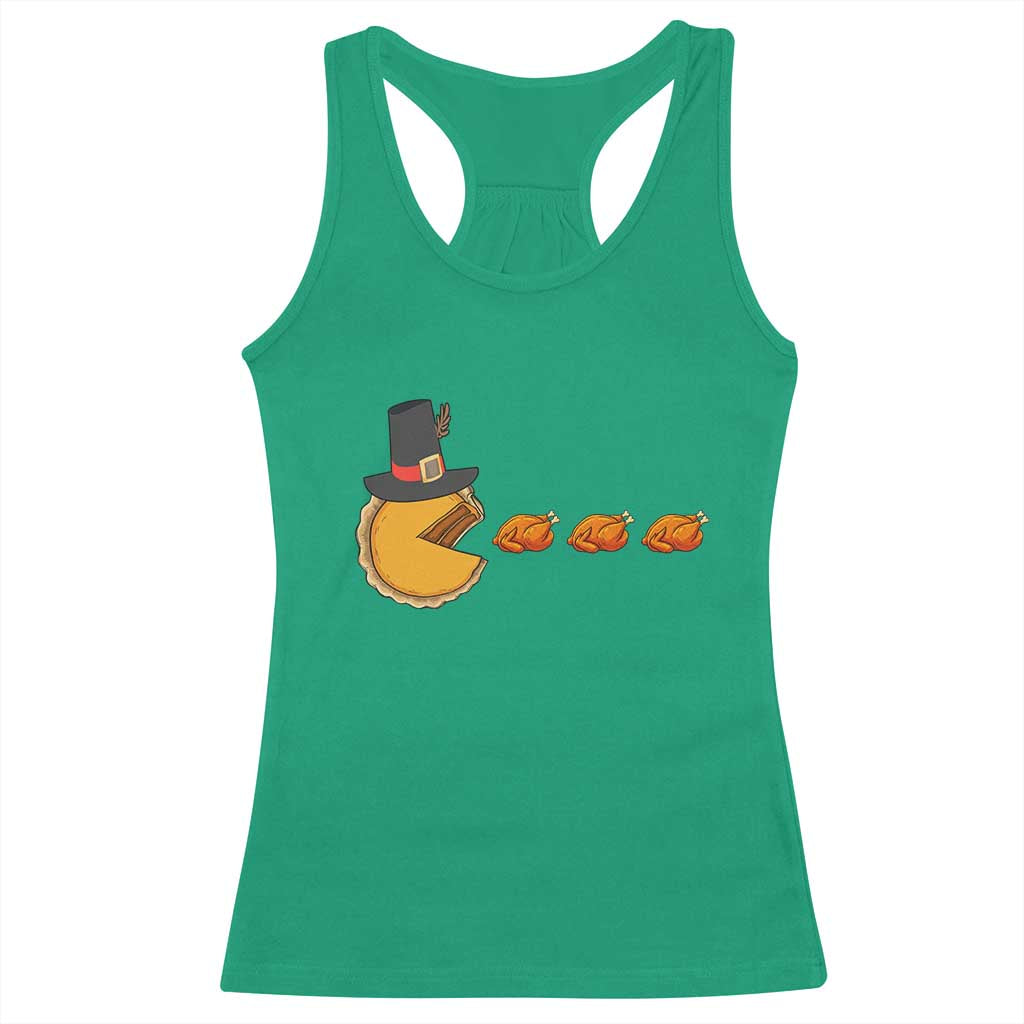 Thanksgiving Video Game Racerback Tank Top Pumpkin Pie Eating Turkey Gamer Patch Day TS10 Irish Green Print Your Wear