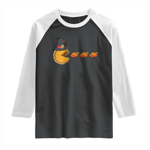 Thanksgiving Video Game Raglan Shirt Pumpkin Pie Eating Turkey Gamer Patch Day TS10 Black White Print Your Wear