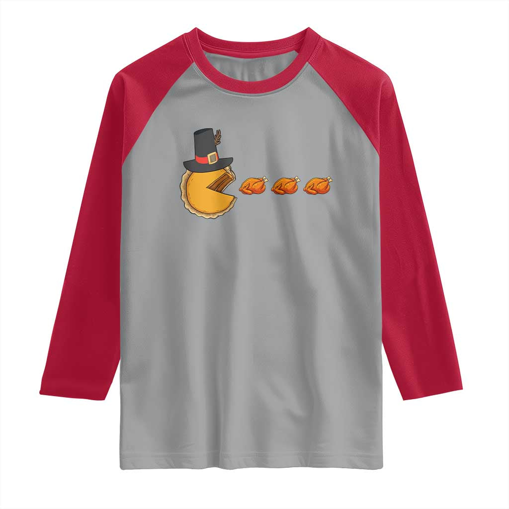 Thanksgiving Video Game Raglan Shirt Pumpkin Pie Eating Turkey Gamer Patch Day TS10 Sport Gray Red Print Your Wear