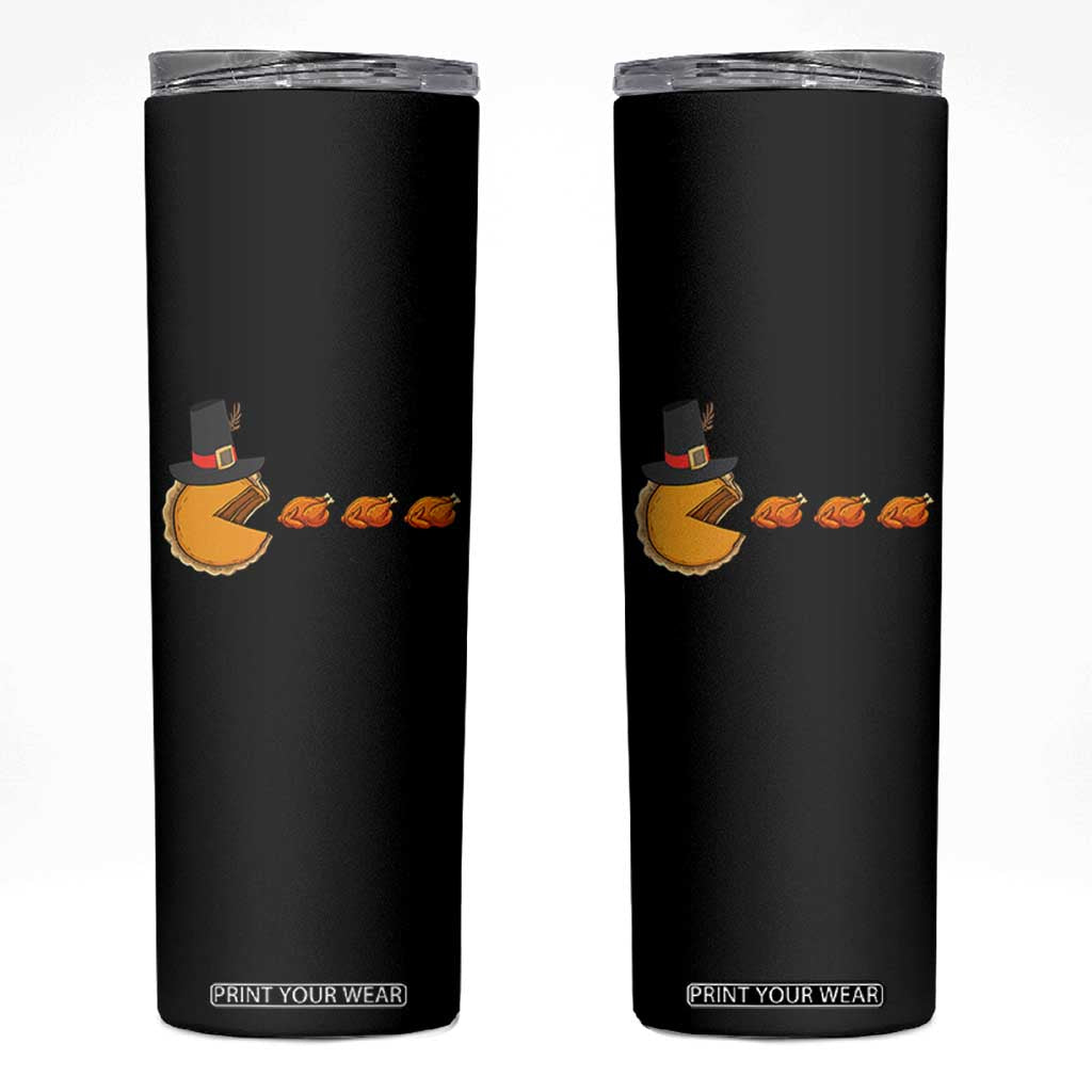 Thanksgiving Video Game Skinny Tumbler Pumpkin Pie Eating Turkey Gamer Patch Day TS10 Black Print Your Wear